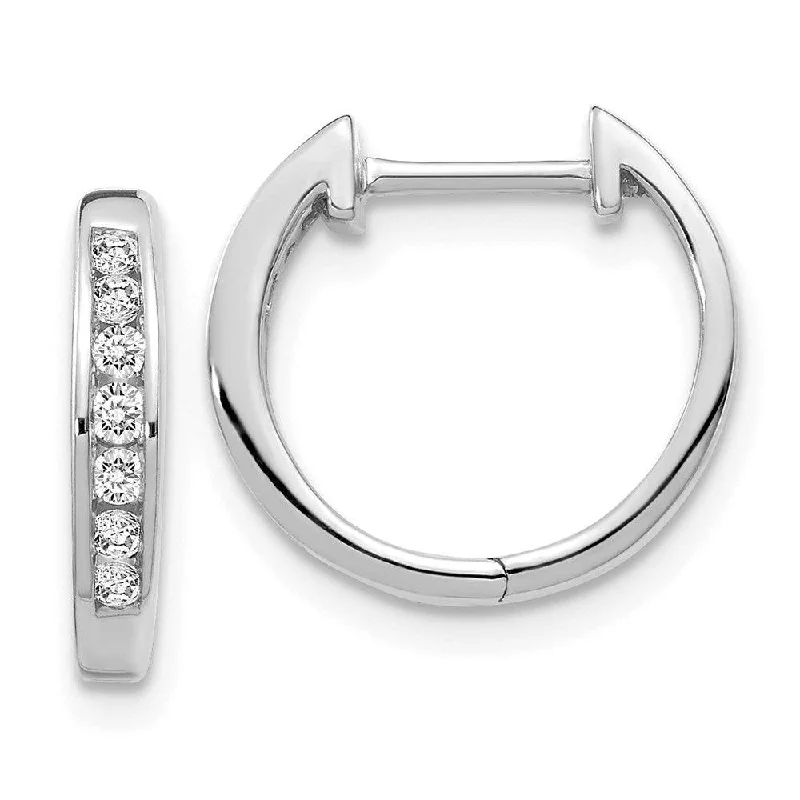 Unique Boho Earrings-14K White Gold Diamond Hinged Hoop Earrings