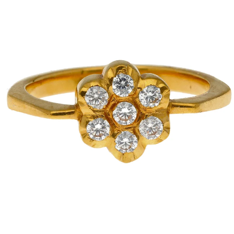 Sterling Silver Rings for Women-22K Yellow Gold Flora Ring