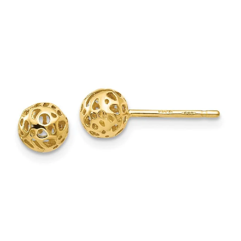 Multi-Strand Earrings-14K Yellow Gold Small Fancy Ball Post Earrings