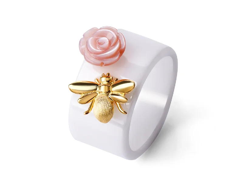 Personalized Birthstone Rings-Kiss From A Bee Ring