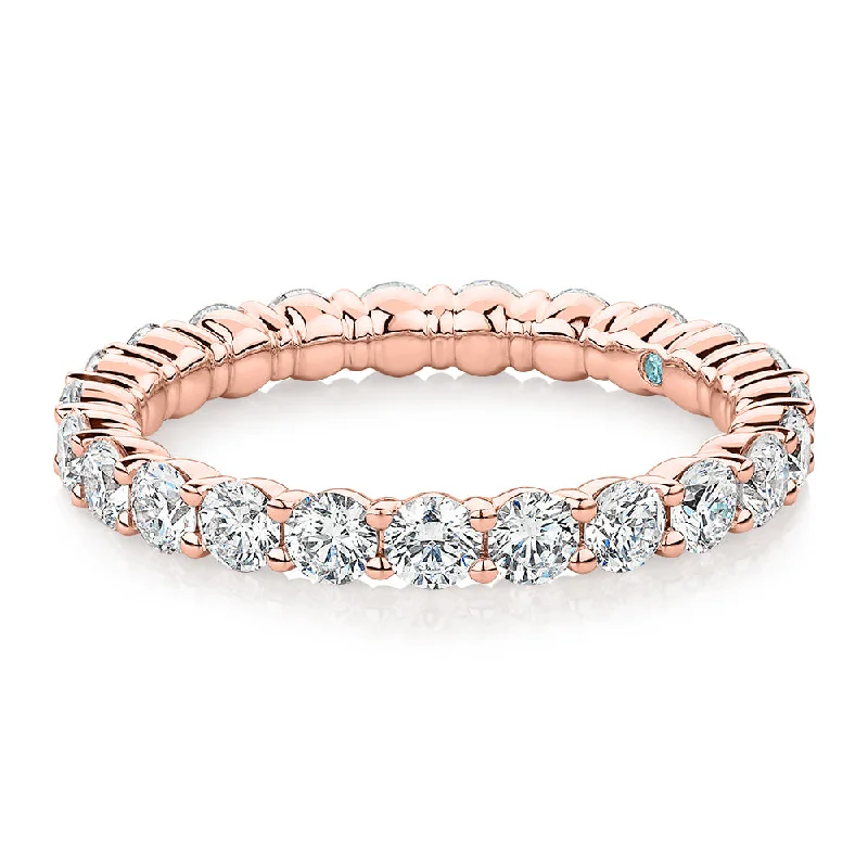 Princess Cut Engagement Rings-Premium Lab-Grown Diamond, 1.86 carat TW round brilliant all-rounder wedding or eternity band in 14 carat rose gold