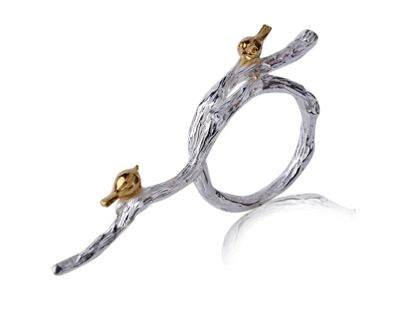 Statement Rings for Women-Birds on Branch Ring