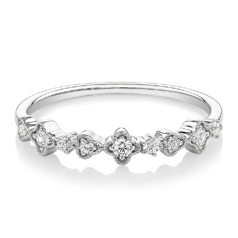 Luxury Platinum Engagement Rings-Wedding or eternity band with diamond simulants in 10 carat white gold