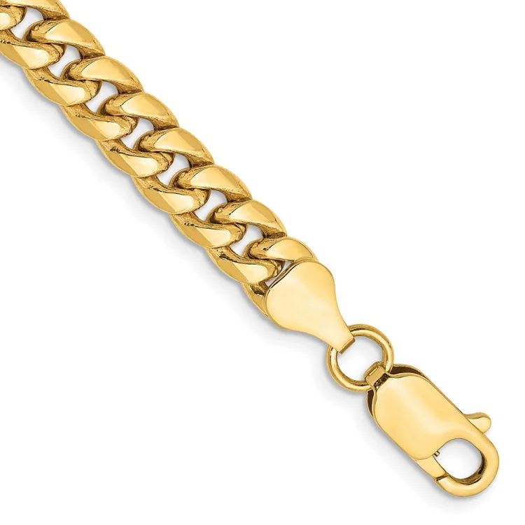 Elegant Stretch Bracelets-14K 8 inch 6mm Semi-Solid Miami Cuban with Lobster Clasp Bracelet