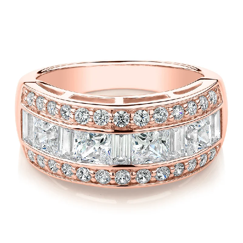 Luxury Diamond Rings-Dress ring with 2.7 carats* of diamond simulants in 10 carat rose gold