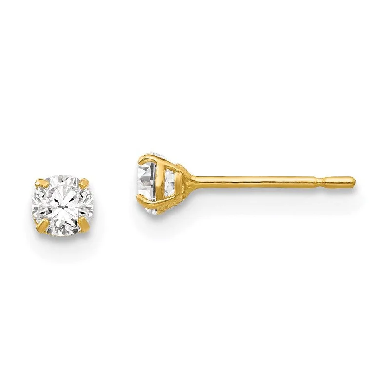 Minimalist Earrings for Everyday-14k 3mm Round CZ Post Earrings