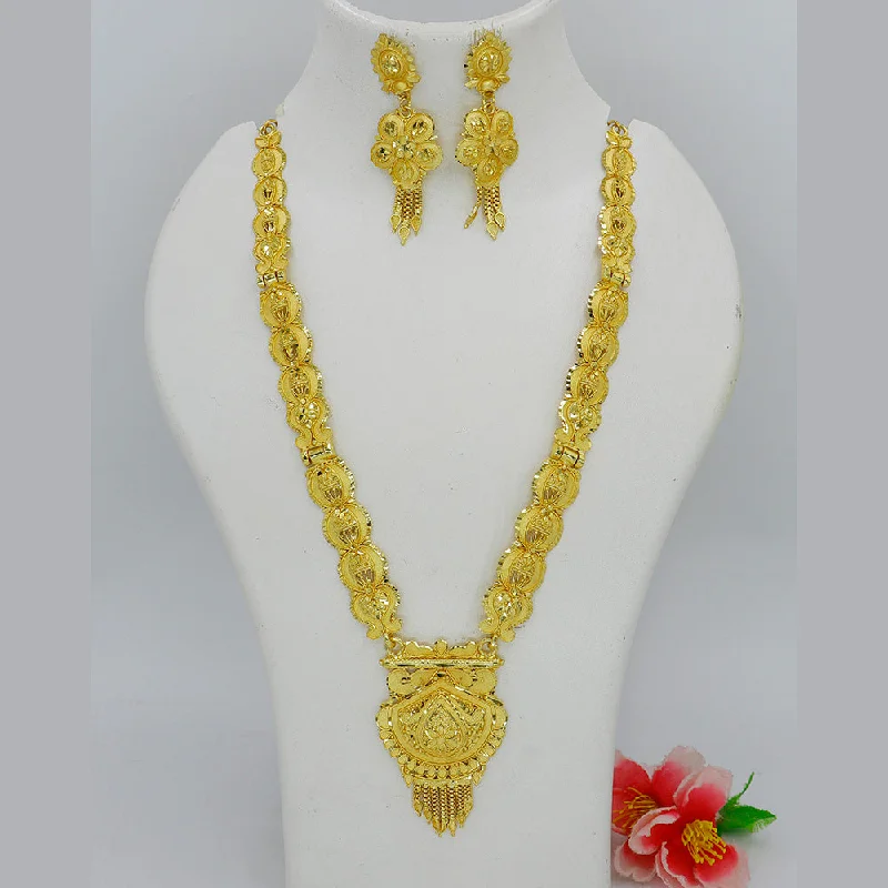 Luxury Diamond Necklaces-Mahavir Gold Plated Necklace Set