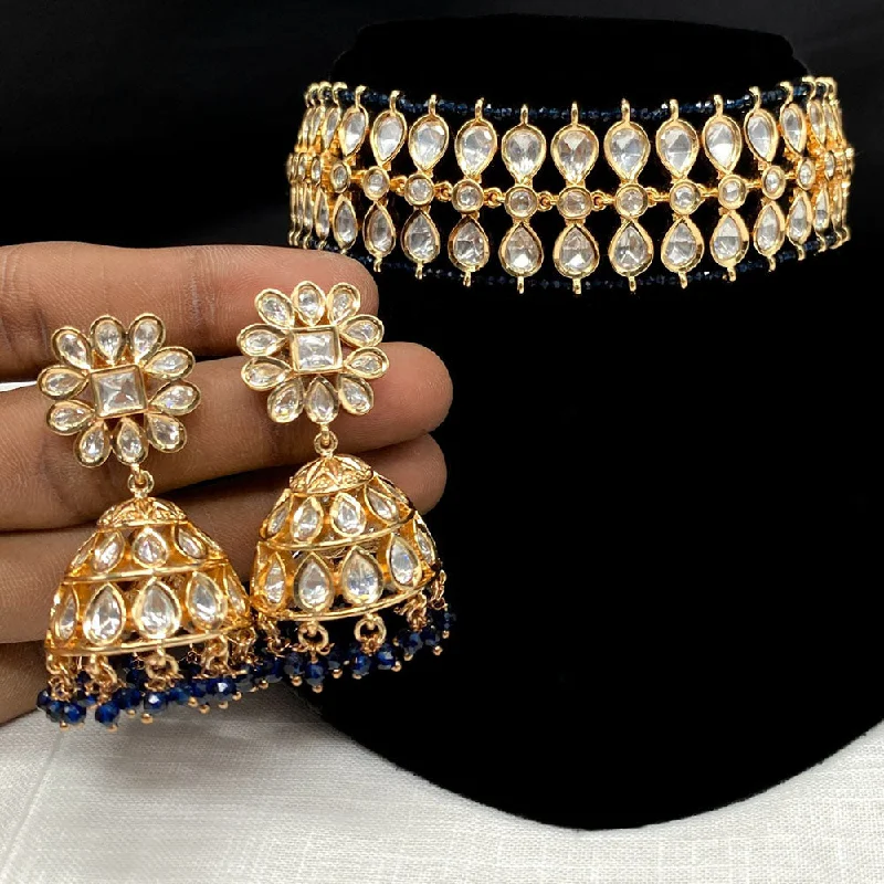 Heart Charm Necklaces-Amoliya Jewels Polki Kundan Choker Necklace Set