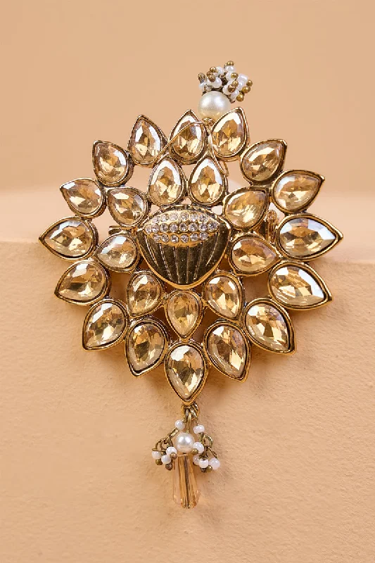 Unique Silver Brooch-Gold Crystal Brooch