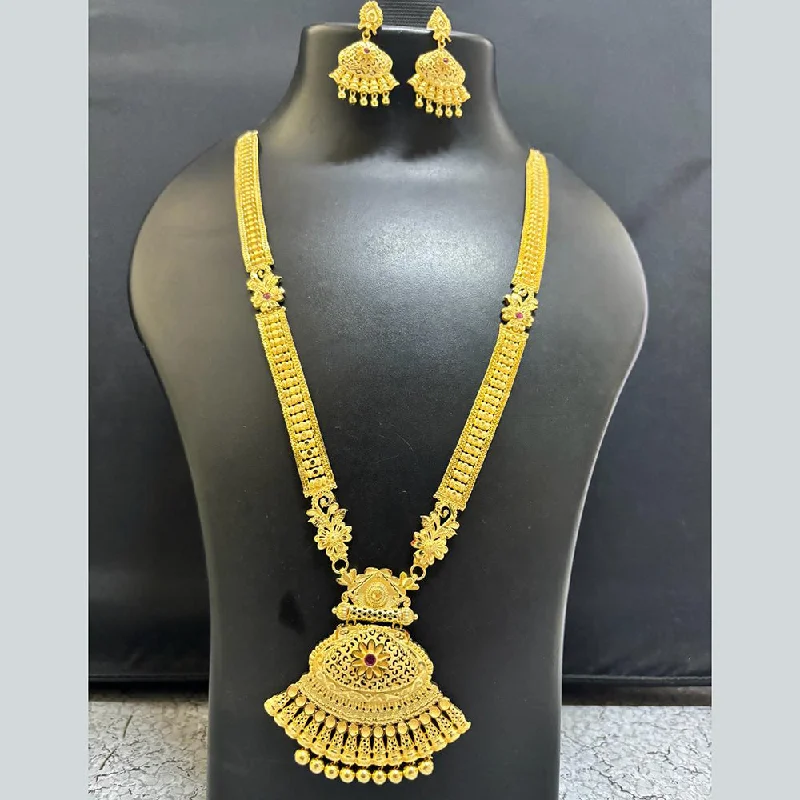 Elegant Gold Necklaces-Pari Art Jewellery Forming Gold Long Necklace Set