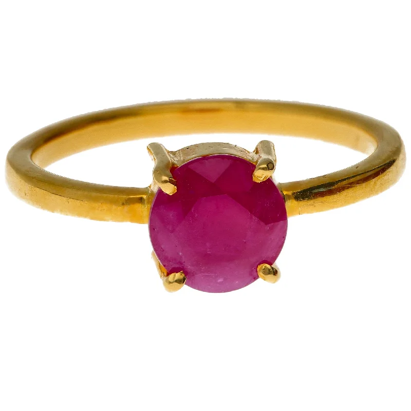 Luxury Diamond Rings-22K Yellow Gold & Ruby Ring (Size 5.75)