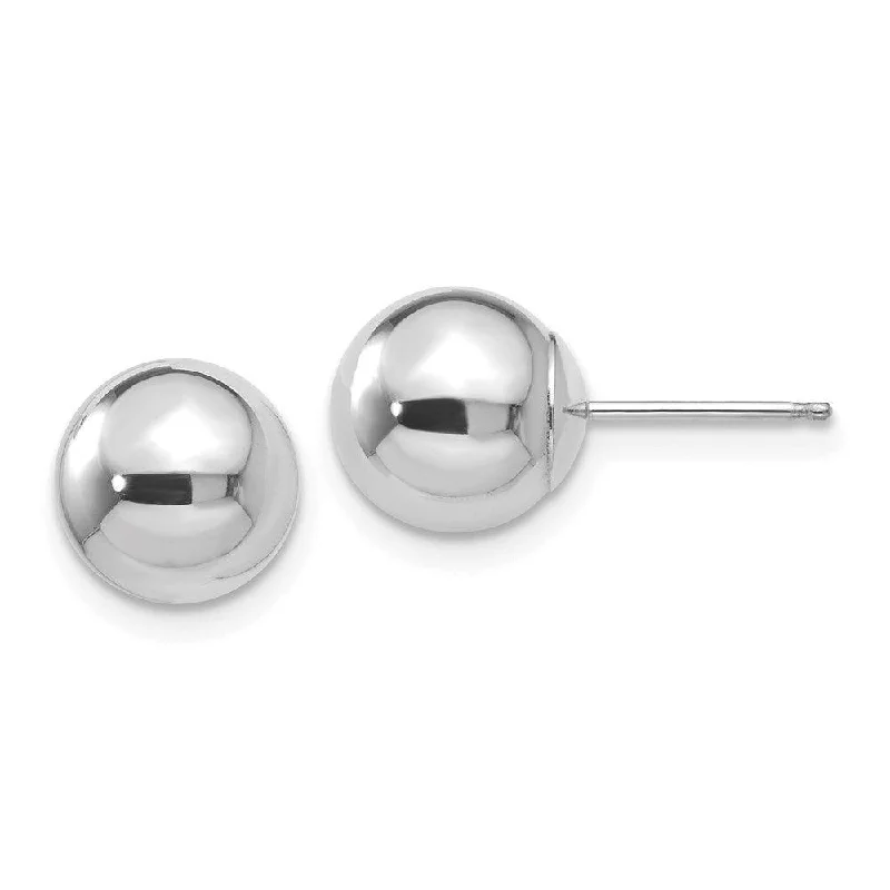 Minimalist Gold Earrings-14k White Gold Polished 8mm Ball Post Earrings