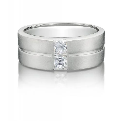 Luxury Gold Rings-Dress ring with 0.78 carats* of diamond simulants in 10 carat white gold