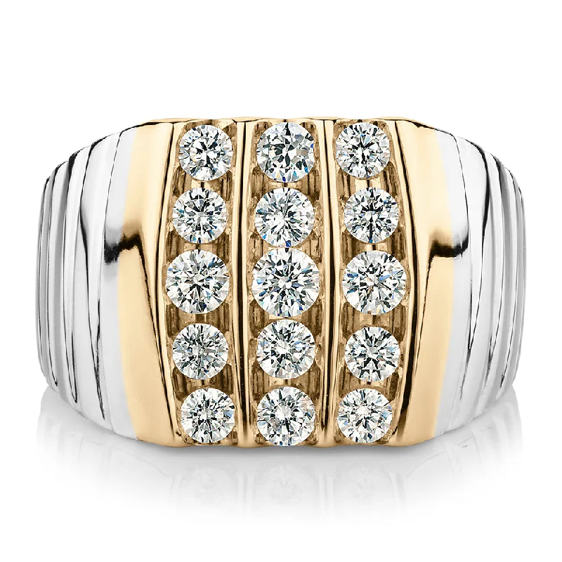 Rose Gold Promise Rings-Dress ring with 1.16 carats* of diamond simulants in 10 carat yellow gold and sterling silver