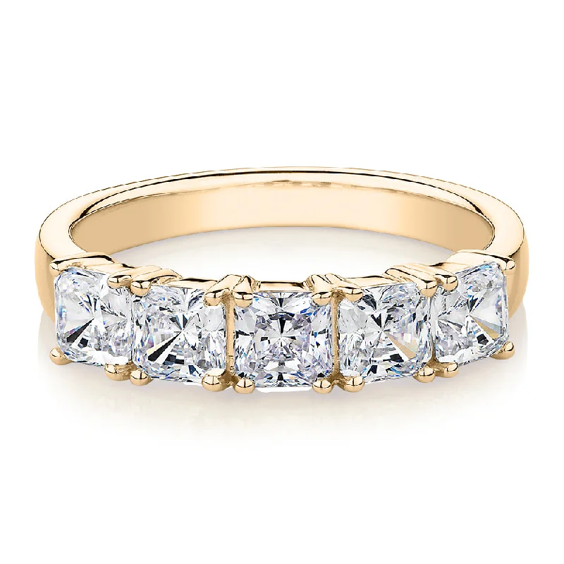 Sapphire Diamond Rings-Dress ring with 1.95 carats* of diamond simulants in 10 carat yellow gold