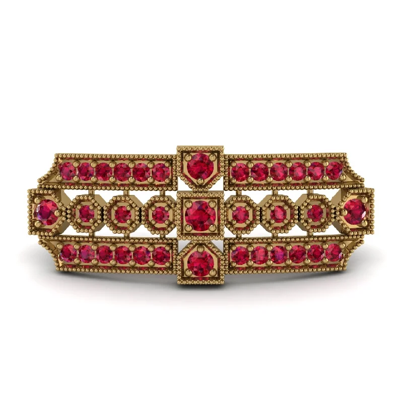 Simple Gold-Plated Brooch-Ruby Antique Elegance Brooch - Alondra No. 55