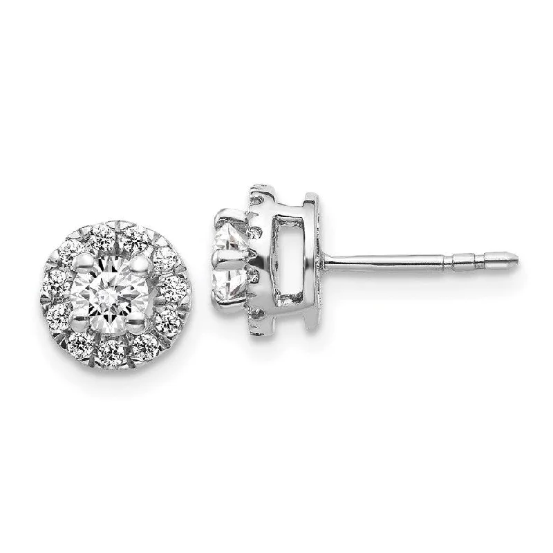 Statement Earrings for Teens-14k White Gold Diamond Cluster Post Earrings