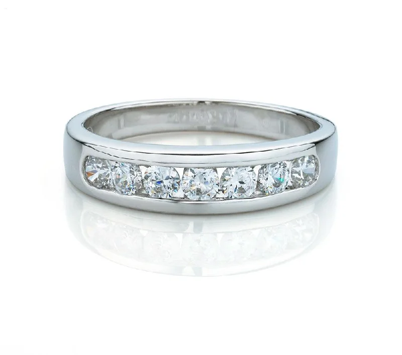 Titanium Wedding Rings-Wedding or eternity band with 0.56 carats* of diamond simulants in 14 carat white gold