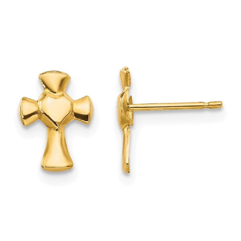 Ethnic Earrings for Women-Madi K Kid's 14k  Heart Cross Post Earrings