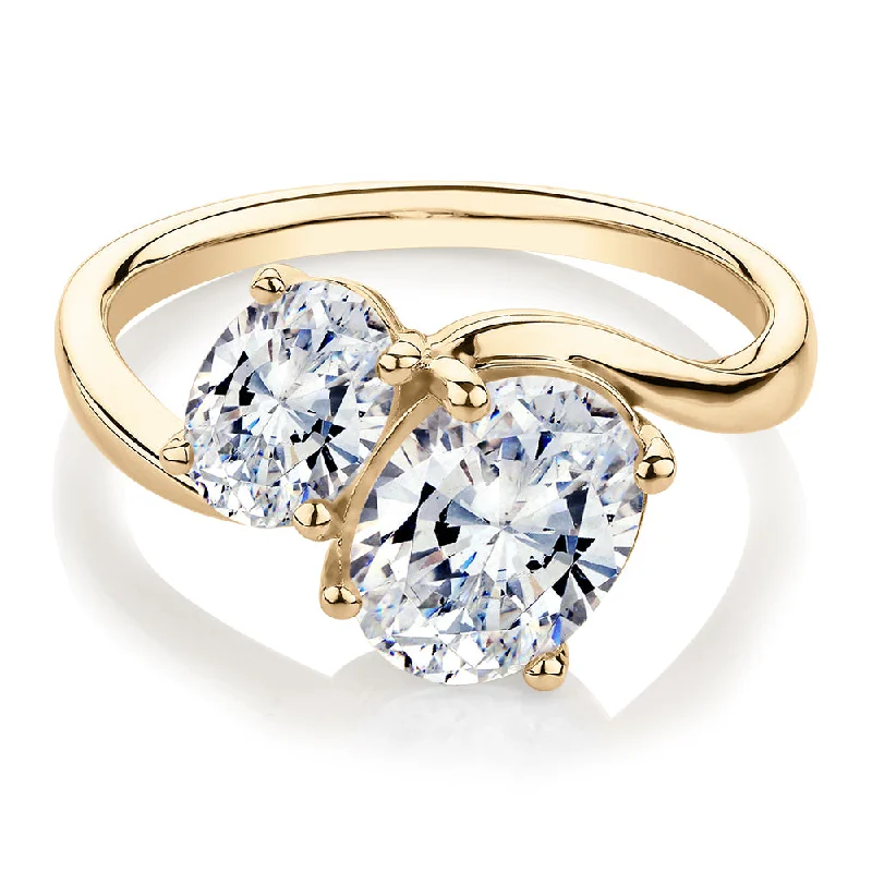 Adjustable Gemstone Rings-Dress ring with 2.62 carats* of diamond simulants in 10 carat yellow gold