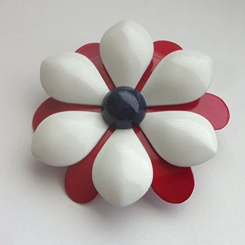 Retro Brooch with Abstract Design-Red White and Blue Brooch