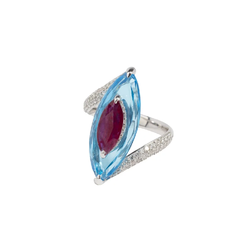 Classic Silver Rings-Oracle Ruby & Topaz Ring