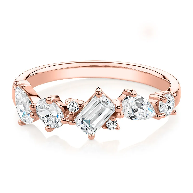 Simple Engagement Rings-Dress ring with 1.09 carats* of diamond simulants in 10 carat rose gold