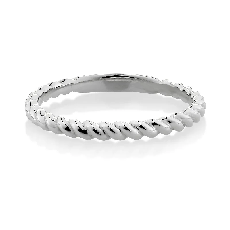 Men's Vintage Wedding Bands-Plain Twist Celebration band in 10ct White Gold