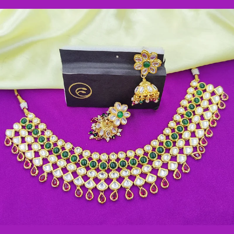 Luxury Gold Necklaces-Fancyla Gold Plated Kundan Necklace Set