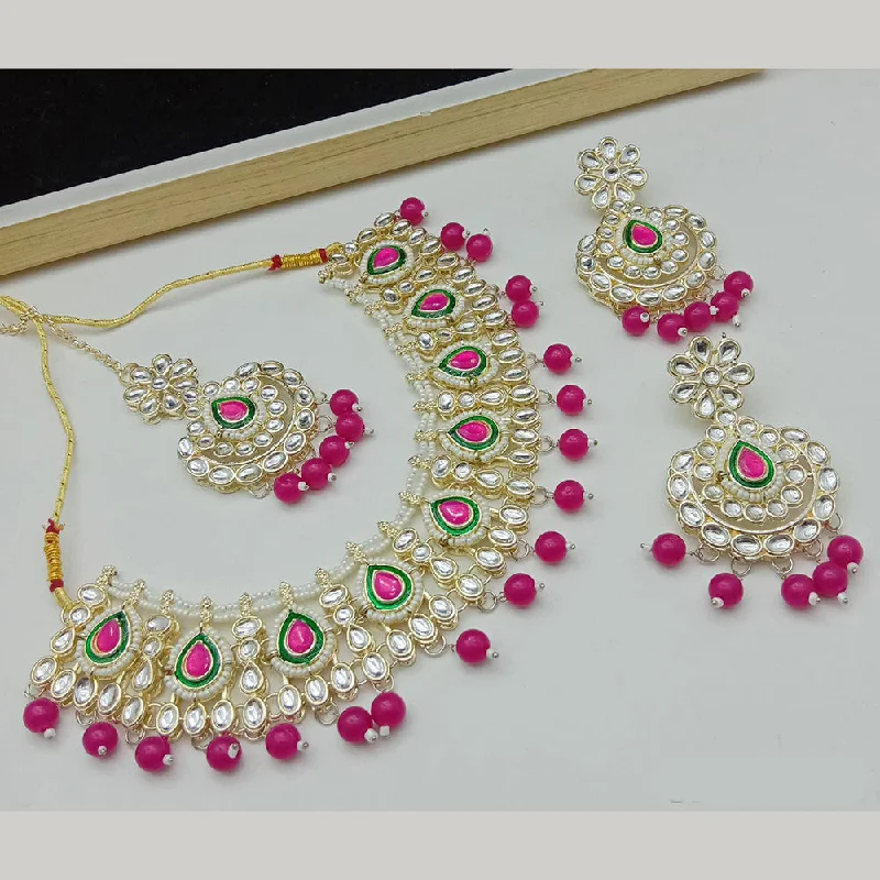 Fashionable Necklaces for Women-SP Jewellery Gold Plated Kundan Stone Necklace Set