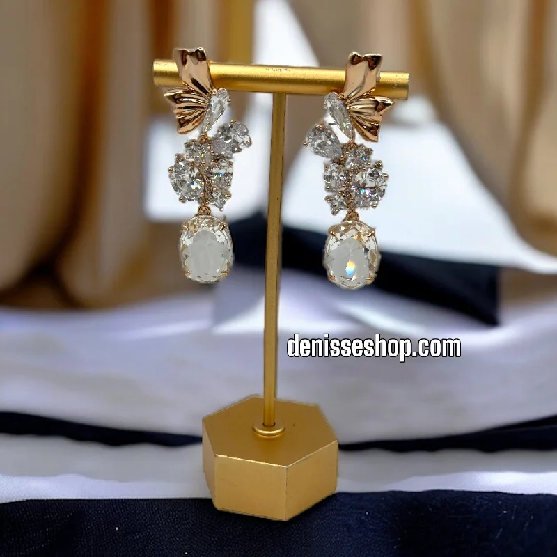 Summer Earrings for Women-18K WHITE STONE EARRINGS E422