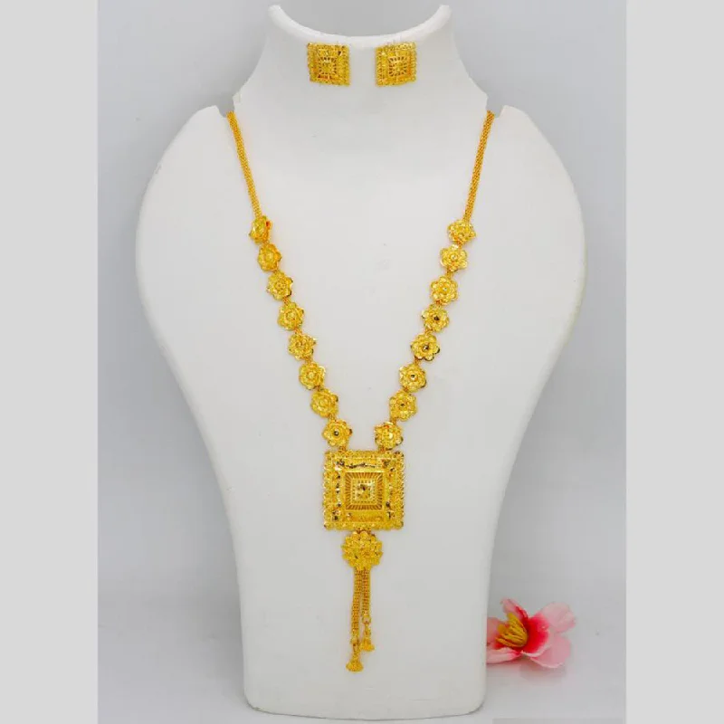 Customizable Necklaces for Bridesmaids-Mahavir Dye Gold Plated Necklace Set