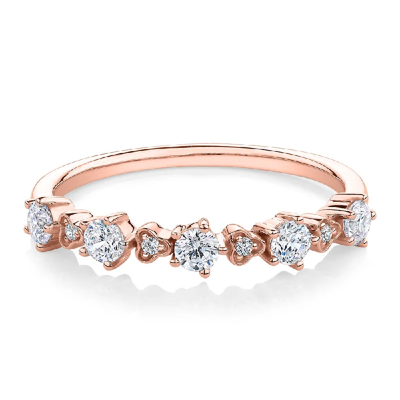 Multi-Stone Engagement Rings-Wedding or eternity band with 0.32 carats* of diamond simulants in 10 carat rose gold