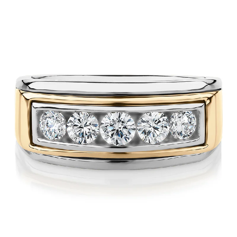 Elegant Titanium Rings-Dress ring with 1.01 carats* of diamond simulants in 10 carat yellow gold and sterling silver