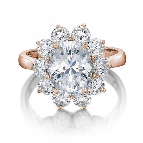 Affordable Engagement Rings-Dress ring with 4.24 carats* of diamond simulants in 10 carat rose gold