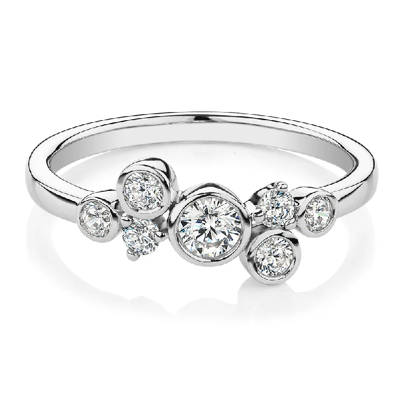 White Gold Engagement Rings-Dress ring with 0.39 carats* of diamond simulants in 10 carat white gold