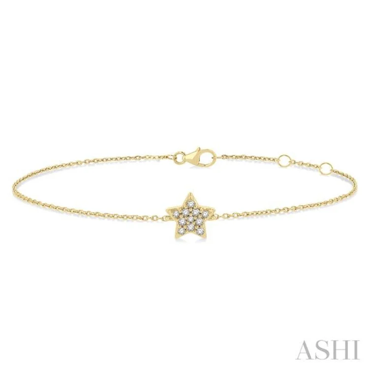 Colorful Gemstone Bracelets-1/10 ctw Petite Star Round Cut Diamond Fashion Bracelet in 10K Yellow Gold