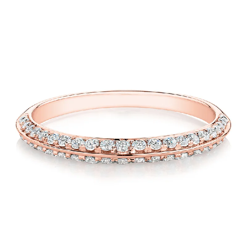 Handmade Engagement Rings-Wedding or eternity band with 0.35 carats* of diamond simulants in 14 carat rose gold