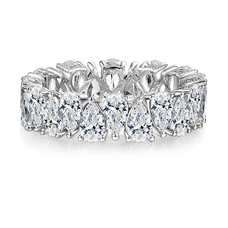 Elegant Wedding Rings-All-rounder eternity band with 6 carats* of diamond simulants in 10 carat white gold