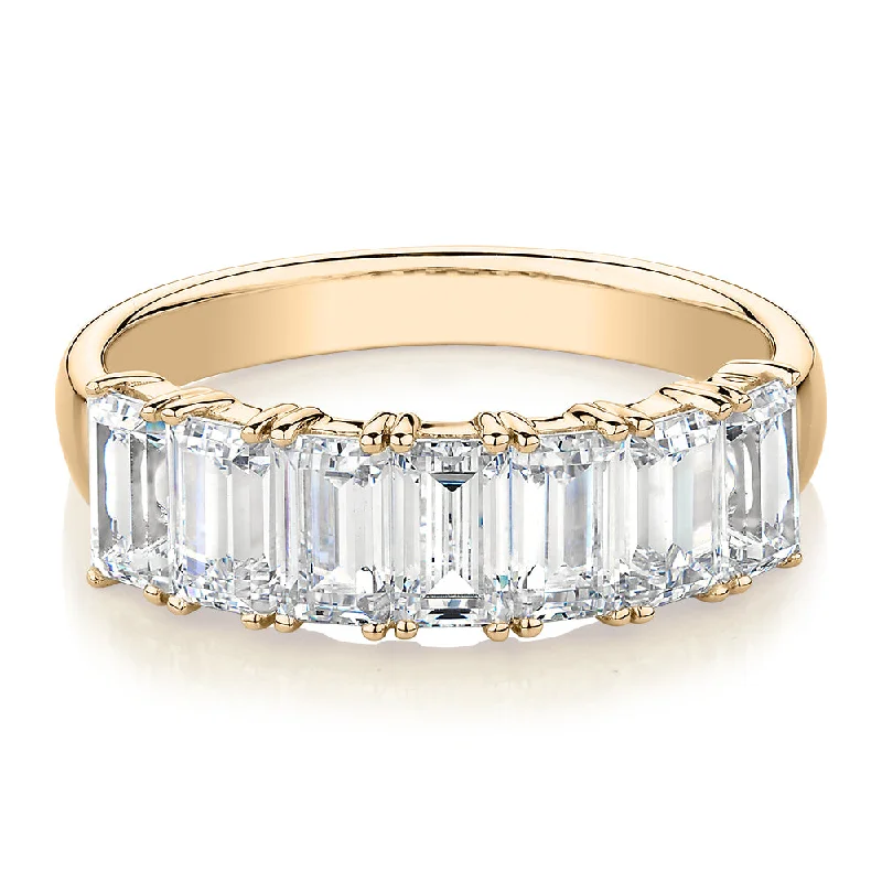 Engraved Wedding Rings-Dress ring with 2.1 carats* of diamond simulants in 10 carat yellow gold