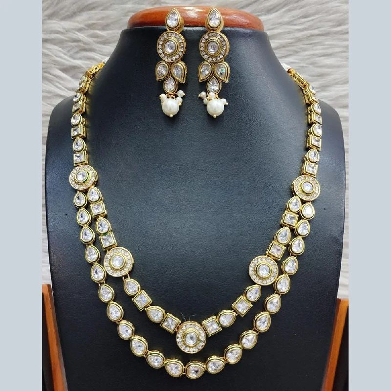 Simple Chain Necklaces-Jain Jewellers Gold Plated Polki Kundan Necklace Set