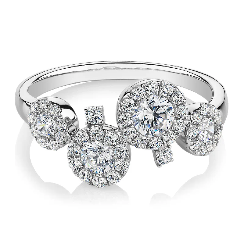 Designer Fashion Rings-Celeste Dress ring with 0.92 carats* of diamond simulants in 10 carat white gold