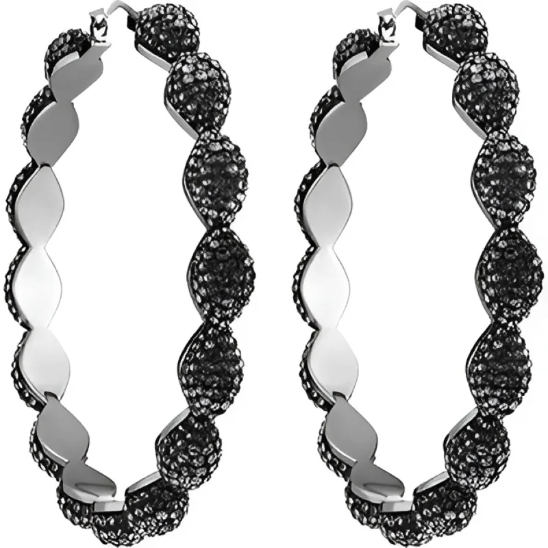 Gold-Plated Earrings for Women-Swarovski Women's Hoop Pierced Earrings - Atelier Black Crystals Moselle | 5455694