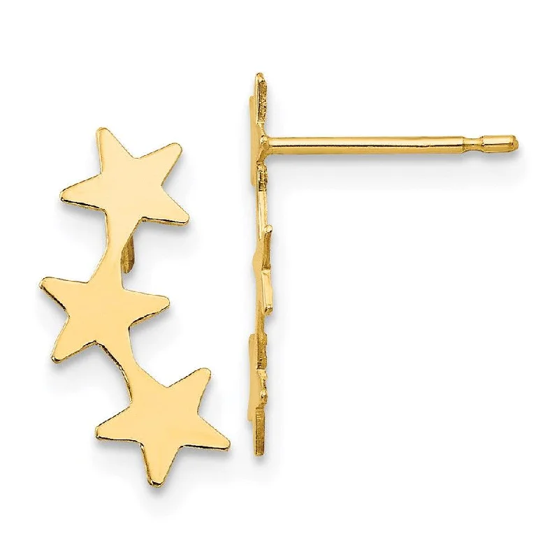 Art Deco Earrings-Madi K Kid's 14k  Polished 3-Star Post Earrings