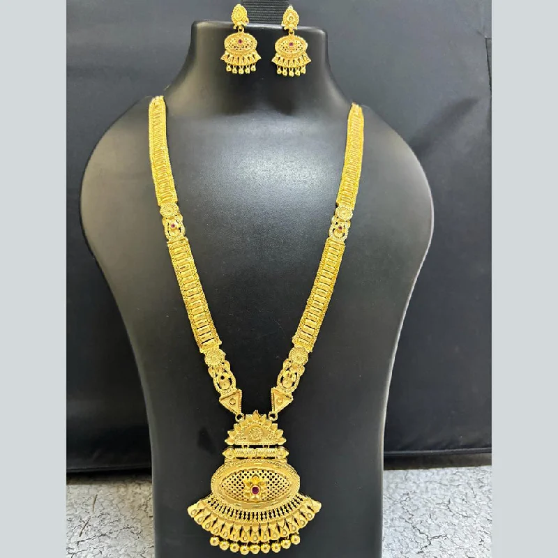 Personalized Name Necklaces-Pari Art Jewellery Forming Gold Long Necklace Set