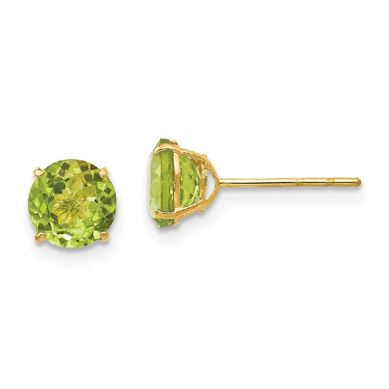 Unique Boho Earrings-Madi K Kid's 14k  Round Peridot 6mm Post Earrings