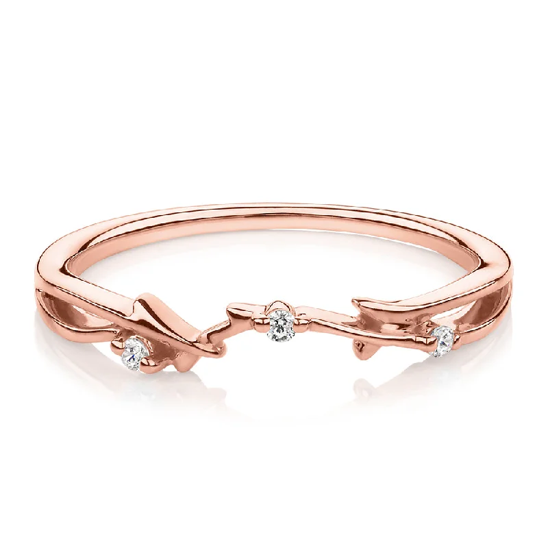 Simple Gemstone Rings-Wedding or eternity band with diamond simulants in 14 carat rose gold