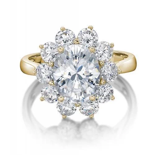 Handmade Engagement Rings-Dress ring with 4.24 carats* of diamond simulants in 10 carat yellow gold