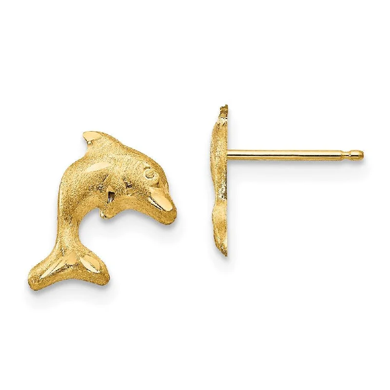 Wedding Earrings for Guests-Madi K Kid's 14k  Satin Dolphin Earrings