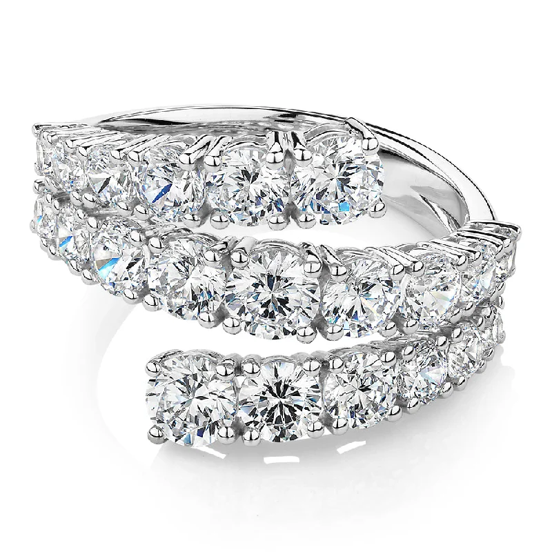 Simple Silver Wedding Bands-Dress ring with 3.2 carats* of diamond simulants in 10 carat white gold